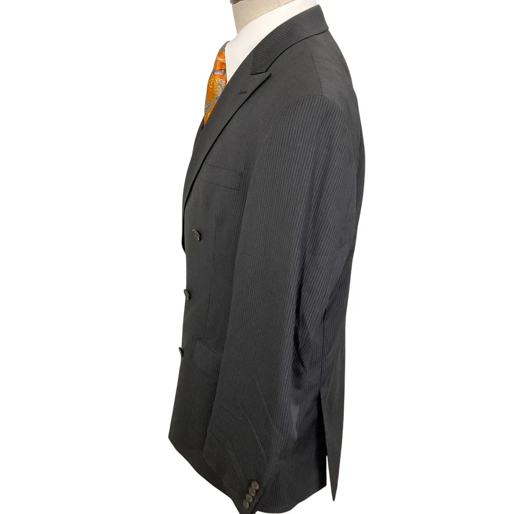 Lauren Ralph‎ Lauren Blazer Mens 44R Charcoal Pinstripe Double Breasted Jacket